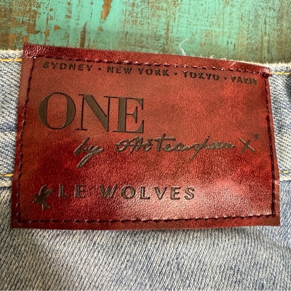 One Teaspoon Le Wolves Denim Shorts Blue Bone Frayed Hem Distressed Size 29 - Picture 15 of 15